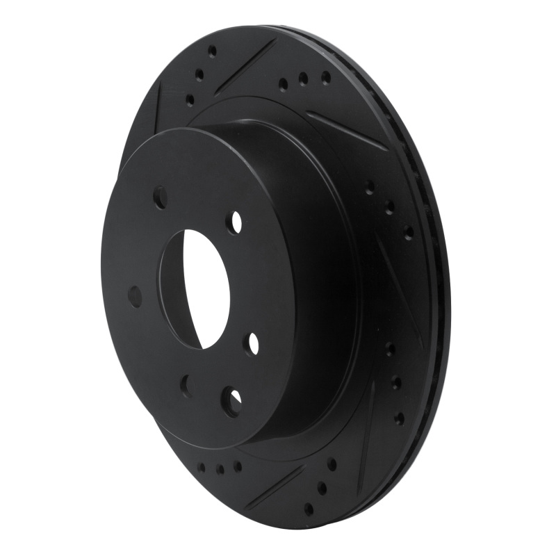 Infiniti G35 Brake Rotor (1) - Rear Left - R1 Concepts - Drilled & Slotted - Black - `02-`25